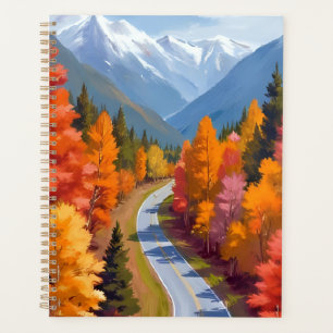 Herbststraße Wasserfarben-Natur Herbstlaub Planer