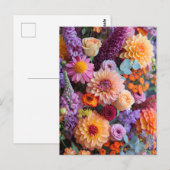 Herbststrauß mit Dahlien, Freesien und Gerbera Postkarte (Vorne/Hinten)