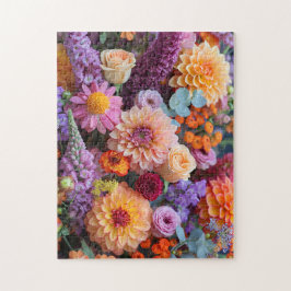 Herbststrauß mit Dahlien, Freesien und Gerbera Puzzle