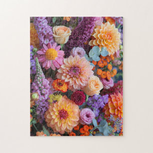 Herbststrauß mit Dahlien, Freesien und Gerbera Puzzle