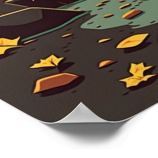 Herbststrom in Woods Orange Brown Green Poster (Ecke)