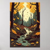 Herbststrom in Woods Orange Brown Green Poster (Vorne)