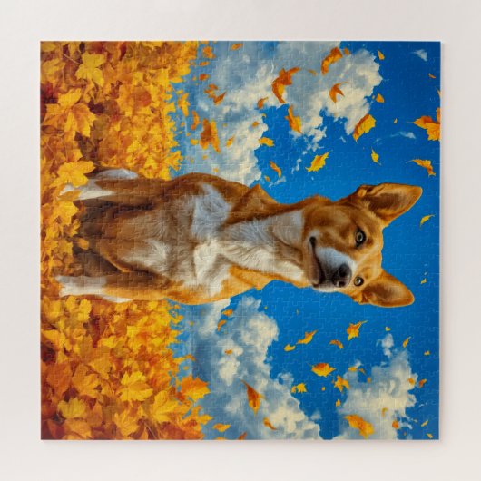 Herbstsymphonie: Ein Hund, der mitten unter sinken Puzzle (Horizontal)