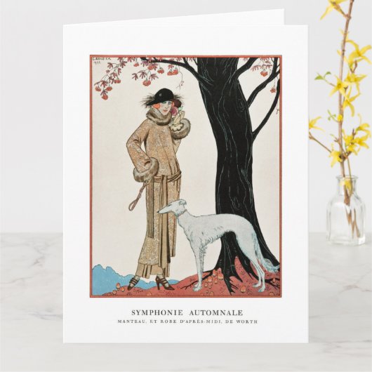 Herbstsymphonie-Mode-Illustration von G. Barbier Karte (Gelbe Blume)