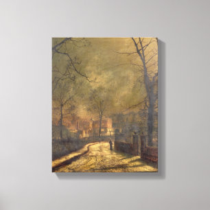 Herbstszene, Leeds, 1874 (Öl an Bord) Leinwanddruck