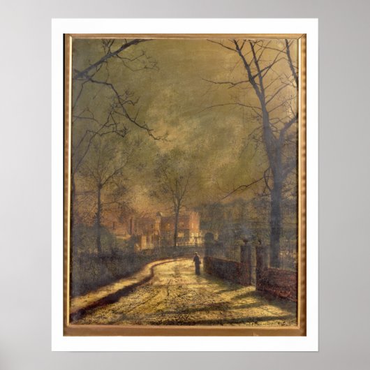 Herbstszene, Leeds, 1874 (Öl an Bord) Poster (Vorne)