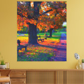 Herbsttag im Park Mauer Leinwanddruck (Insitu (Wohnzimmer))