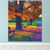 Herbsttag im Park Mauer Leinwanddruck (Insitu (Holzboden))