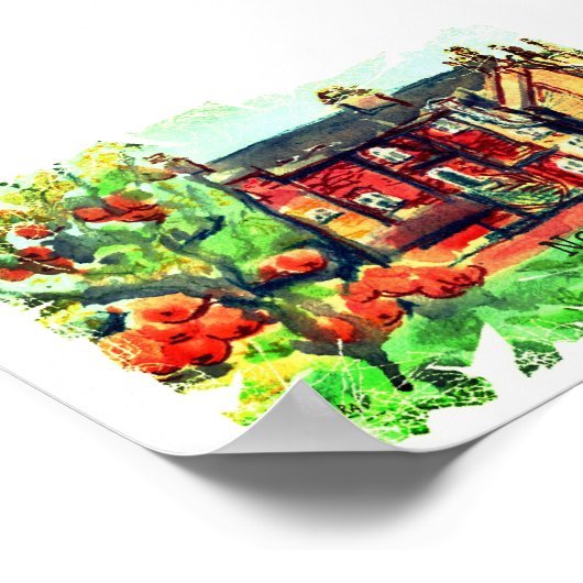 Herbsttag in Newtown, Powys, Wales Poster (Ecke)