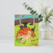 Herbsttag-Labradore Postkarte (Stehend Vorderseite)