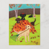 Herbsttag-Labradore Postkarte (Vorderseite)