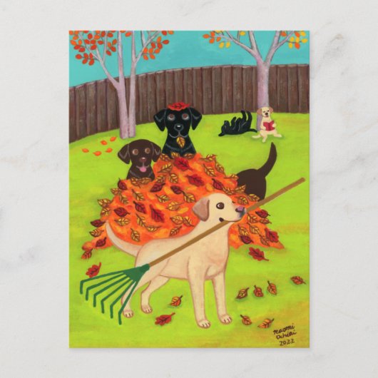 Herbsttag-Labradore Postkarte (Vorderseite)