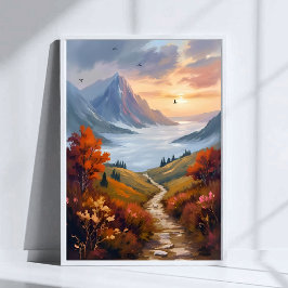 Herbsttagträume | Gemalte Herbstlandschaft im Gebi Poster