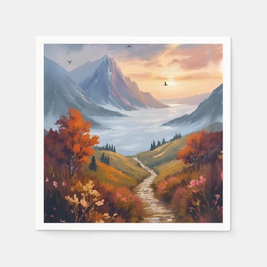 Herbsttagträume | Gemalte Herbstlandschaft im Gebi Serviette (Vorderseite)