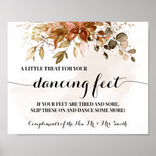 Herbsttanzfest-Feet-Zeichen Flip Flops Hochzeit Pa Poster