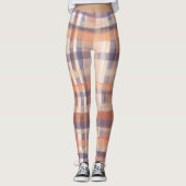 Herbsttartan kariert-beige-orange-Pflaume Karo mod Leggings (Vorderseite)