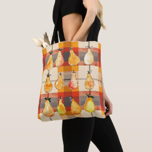 Herbsttasche mit Herbst kariert und Birnen Tasche