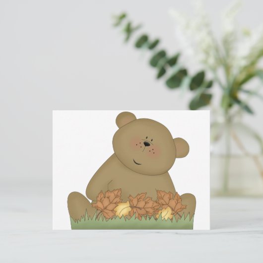 Herbstteddybär Postkarte (Stehend Vorderseite)