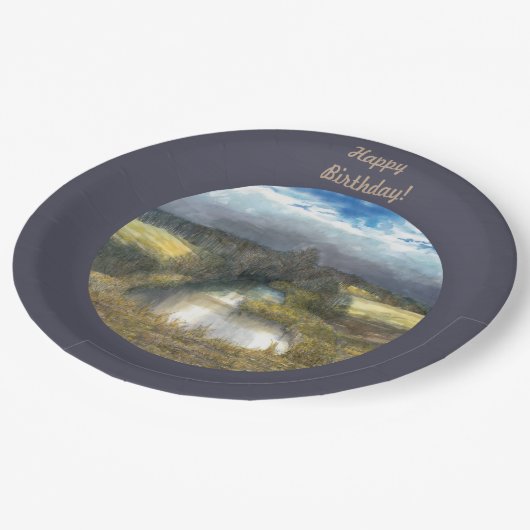 Herbstteich Pappteller (Schrägansicht)