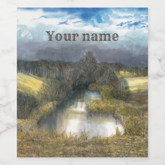 Herbstteich Weinetikett (Einzelnes Label)