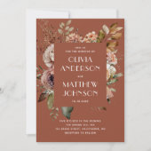 Herbstterracotta Blumenhochzeit QR-Code Details Einladung (Vorderseite)