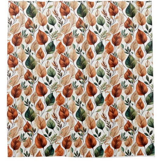 Herbstterracotta und Salbei-Blätter Duschvorhang (Vorderseite)