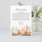 Herbstthema Brautparty Dankeskarte (Stehend Vorderseite)