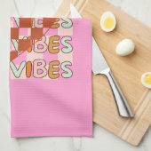 Herbstthema Checkered Heart | Fall Vibes Pink Geschirrtuch (Viertel Falte)