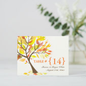 Herbstthema Hochzeiten Tischnummer Sitzplätze Kart (Stehend Vorderseite)