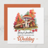 Herbstthema mit Wasserfarbenhochzeit im Pilz Dankeskarte (Vorne/Hinten)