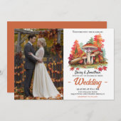 Herbstthema mit Wasserfarbenhochzeit im Pilz Einladung (Vorne/Hinten)