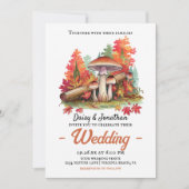 Herbstthema mit Wasserfarbenhochzeit im Pilz Einladung (Vorderseite)