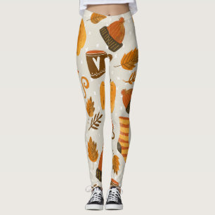 Herbstthema Nahtloses Fliesenmuster Leggings