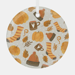 Herbstthema Nahtloses Fliesenmuster Ornament Aus Glas