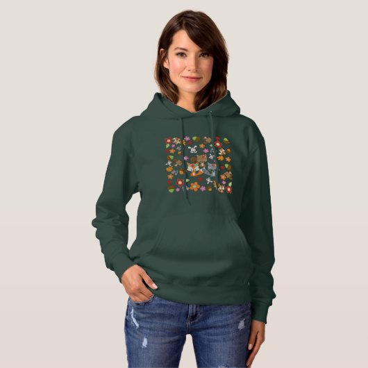 Herbstthema Woodland Animals Muster Hoodie (Vorne ganz)