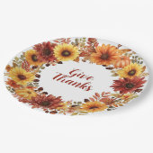 Herbstthematischer Erntedank mit Blume Kürbis Pappteller (Schrägansicht)