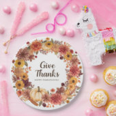 Herbstthematischer Erntedank mit Blume Kürbis Pappteller (Party)