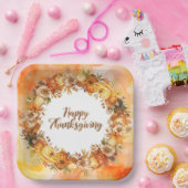 Herbstthematischer Erntedank mit Blume Kürbis Pappteller (Party)