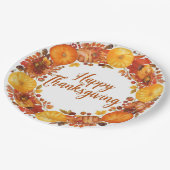 Herbstthematischer Erntedank mit Blume Kürbis Pappteller (Schrägansicht)