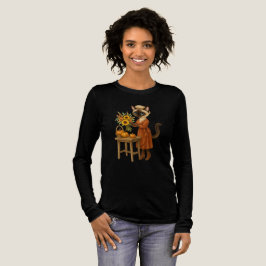 Herbstthematischer Erntedank mit Katze Tri-Blend Shirt