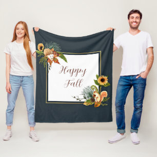 Herbsttiere und Natur mit anpassbarem Text Fleecedecke
