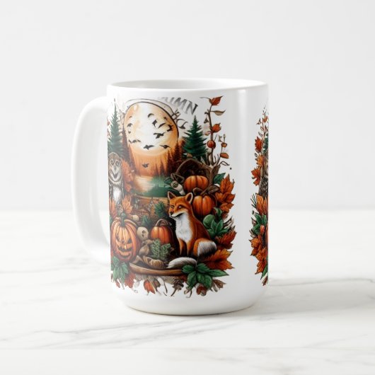 Herbsttiere und Pumpkins Kaffeetasse (Vorderseite Links)