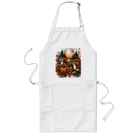 Herbsttiere und Pumpkins Lange Schürze (Vorne)