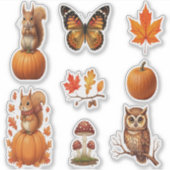 Herbsttiere und schöne Blätter Aufkleber (Vorderseite)