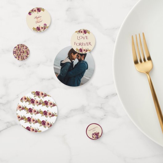 Herbsttisch für Burgund und Rosa Blumenzwiebeltisc Konfetti (Gruppe)