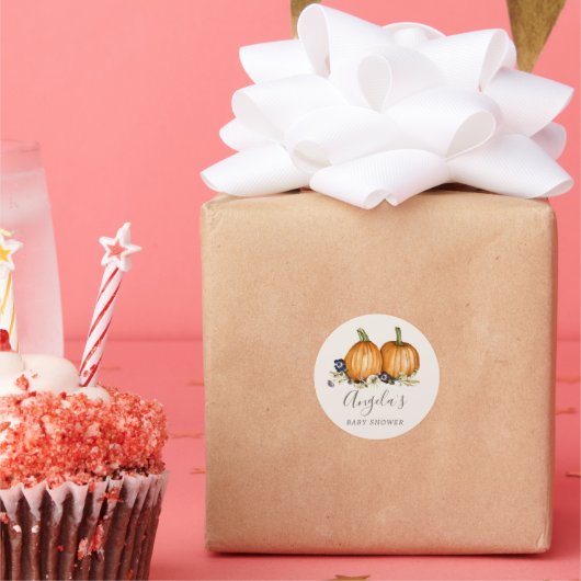 Herbsttöne Kürbisgewürz Babydusche Klassiker Rou Runder Aufkleber (Party)