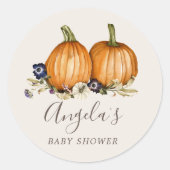 Herbsttöne Kürbisgewürz Babydusche Klassiker Rou Runder Aufkleber (Vorderseite)