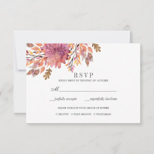 Herbsttraum Auswahl für Hochzeitsmahlzeiten RSVP Karte