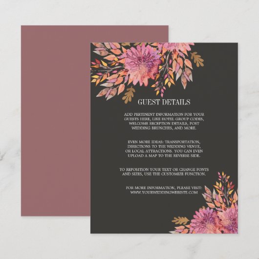 Herbsttraum | Elegant Wedding GÄSTEDETAILS Einladung (Vorne/Hinten)