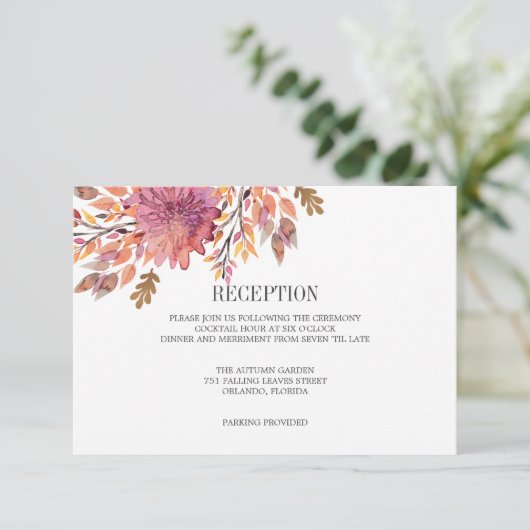 Herbsttraum | EMPFANG der Hochzeitsanlage Einladung (Stehend Vorderseite)